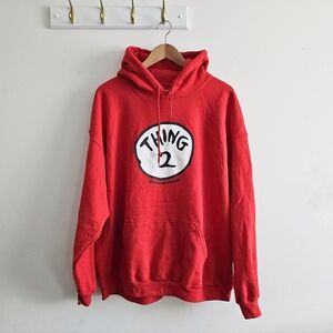 Universal Studios Thing 2 Red Hoodie Adult XL Dr. Seuss Graphic Pullover Sweatsh